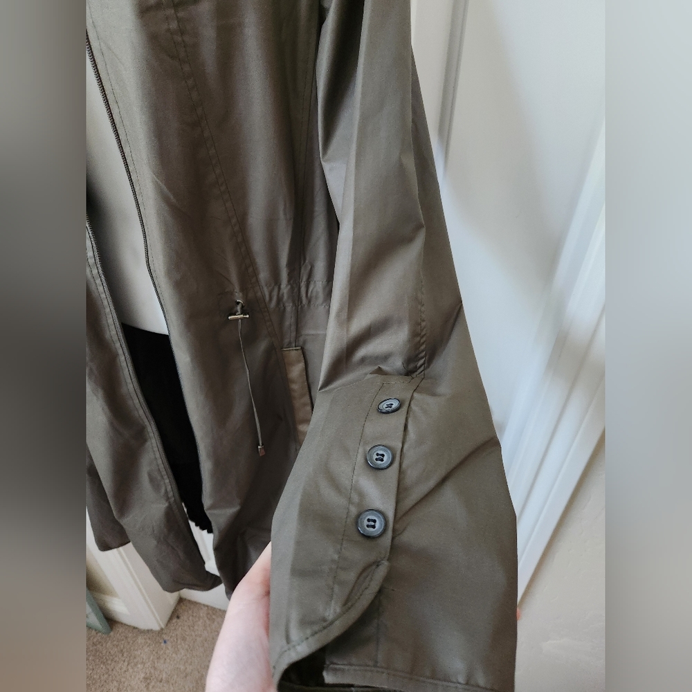 Pile Ou Face Paris Lined Trench/Jacket size 8/T4 | Like New | Muted Green - Picture 4 of 14